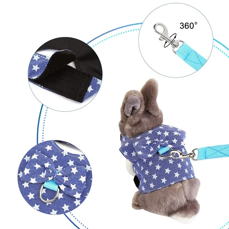 Rabbit Harness And Leash Set Rabbit Harness Set Small Animal Outdoor Walking Harness Leash Set Cute Clothes Puppy Kitten Pigs Bunny Chinchillas Necklace Rabbit Vest