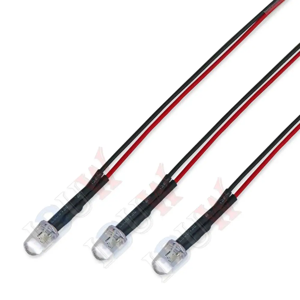 LED Light 3V 6V 12V 24V Pre Wired 3mm 5mm LED Light Lamp Bulb Prewired Emitting Diodes Transparent Yellow Blue Green White Red 10PCS