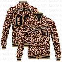 Custom Black-Old Gold Varsity Bomber Jacket | 3D Tiger & Peacock Design Full-Snap Letterman Coat - Image 3