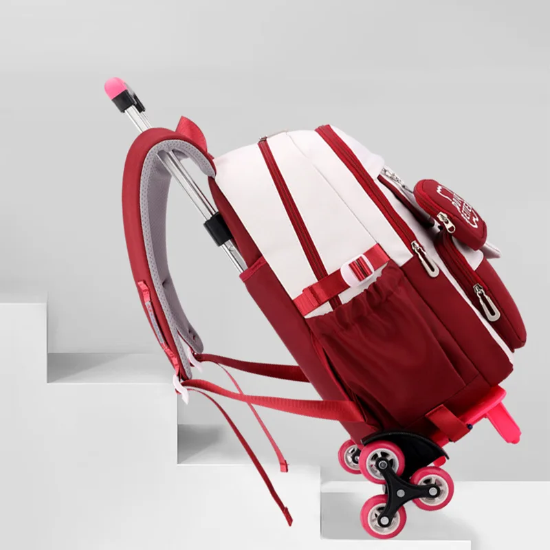 Rolling School Bags for Girls Backpack Children Waterproof School Backpacks with Wheels Middle School Trolley Luggage Back Pack 5