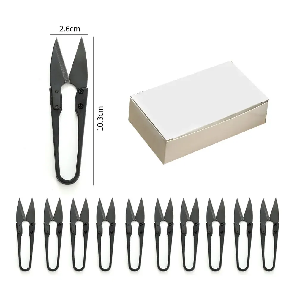 Stainless Steel U-shaped Elastic Scissors 10 Piece Set Black Carbon Steel Clothing Needle Thread Sewing Scissors sewing scissors