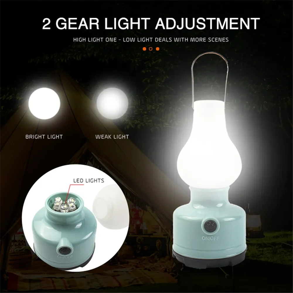Portable Camping Lights 2 Lighting Modes Waterproof Outdoor Camp Tent Lamp for Hiking Climbing Yard