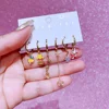 MIGGA 6pcs Mix and Match Cartoon Bear Pig Dangle Earrings Set Gold Color Cubic Zircon Women Jewelry 4