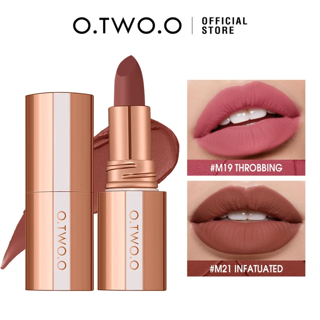 O.TWO.O Matte Lipstick Lip Tint 3 Colors Super Waterproof Long Lasting Non-stick Cup Sexy Highly Pigmented Velvet Lip Sticks