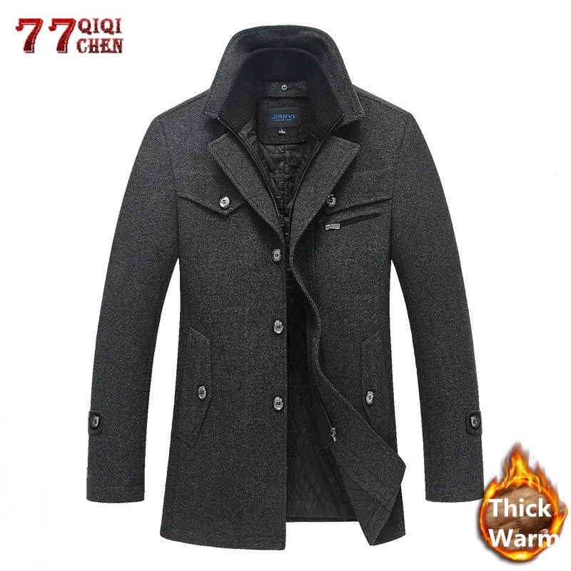 

Woolen Coat Men Winter Warm Wibdbreaker Trench Jackets Overcoat Casaco Masculino Casual Slim Fit Palto Jacket 5XL Wool Pea Coats