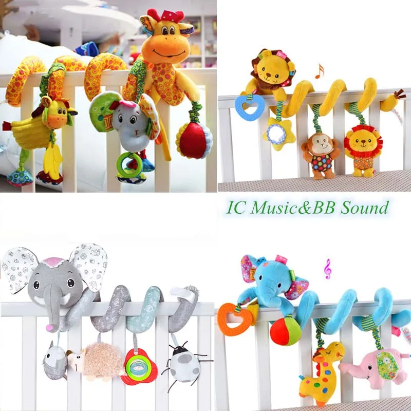 LILITRADE Kids Baby Crib Cot Pram Hanging Spiral Animal Toys Soft Sense Developmental Education Activity Interactive Bell Sound Rattles Toy Bee wth Dogs Mirror Teething Toy