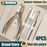 4PCS/Set Nail Cuticle Trimmer Set Professional German Steel Nipper Clipper Scissors Armor Removal Tool