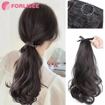 FORLISEE Synthetic Wig Ponytail Female Pear Flower Curl Bandage Slightly Curly Ponytail Braid Fashion Natural Ponytail Wig