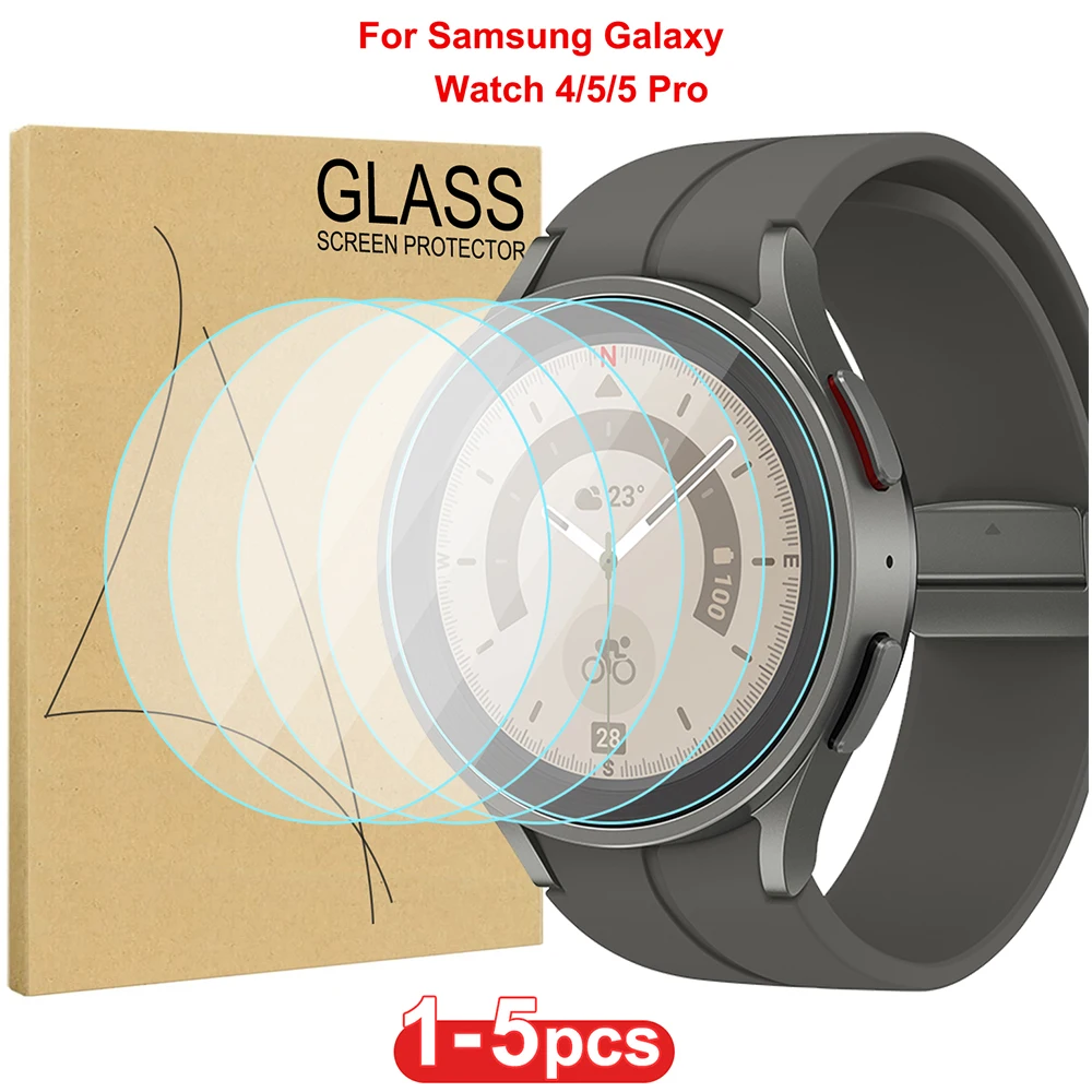 Vidrio templado para Samsung Galaxy Watch 5 Pro, película protectora de pantalla de 45mm, resistente al agua, 4/5, 40mm/44mm, 1-5 unidades