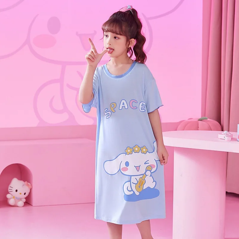 Girls' Summer Modal Short Sleeves Pajamas for Children Sleeping Sleepwear Children Robe Children's Clothing Mother Kids