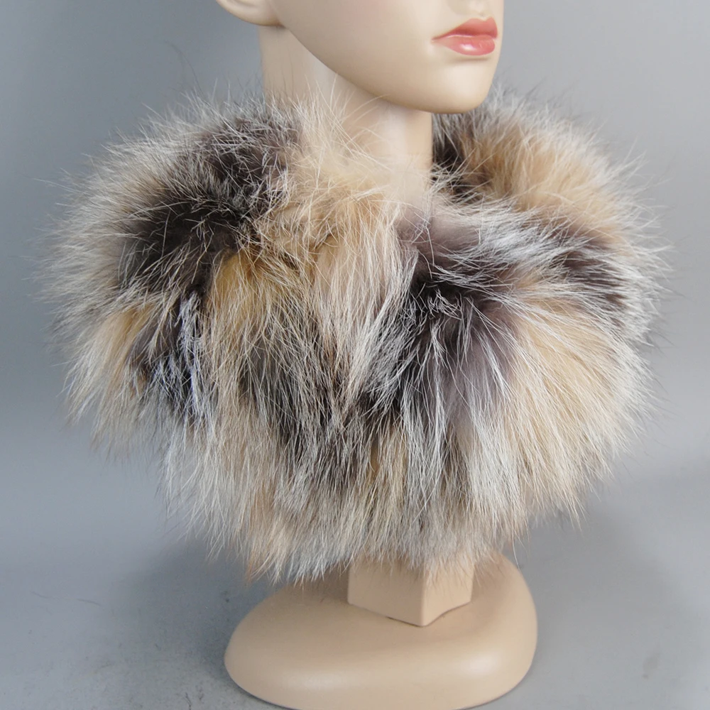 Hot Sale Women Winter Warm Ring Raccoon Fur Scarves Neck Warmer Natural Fur Mufflers Luxury Women Real Fox Scarf Headbands
