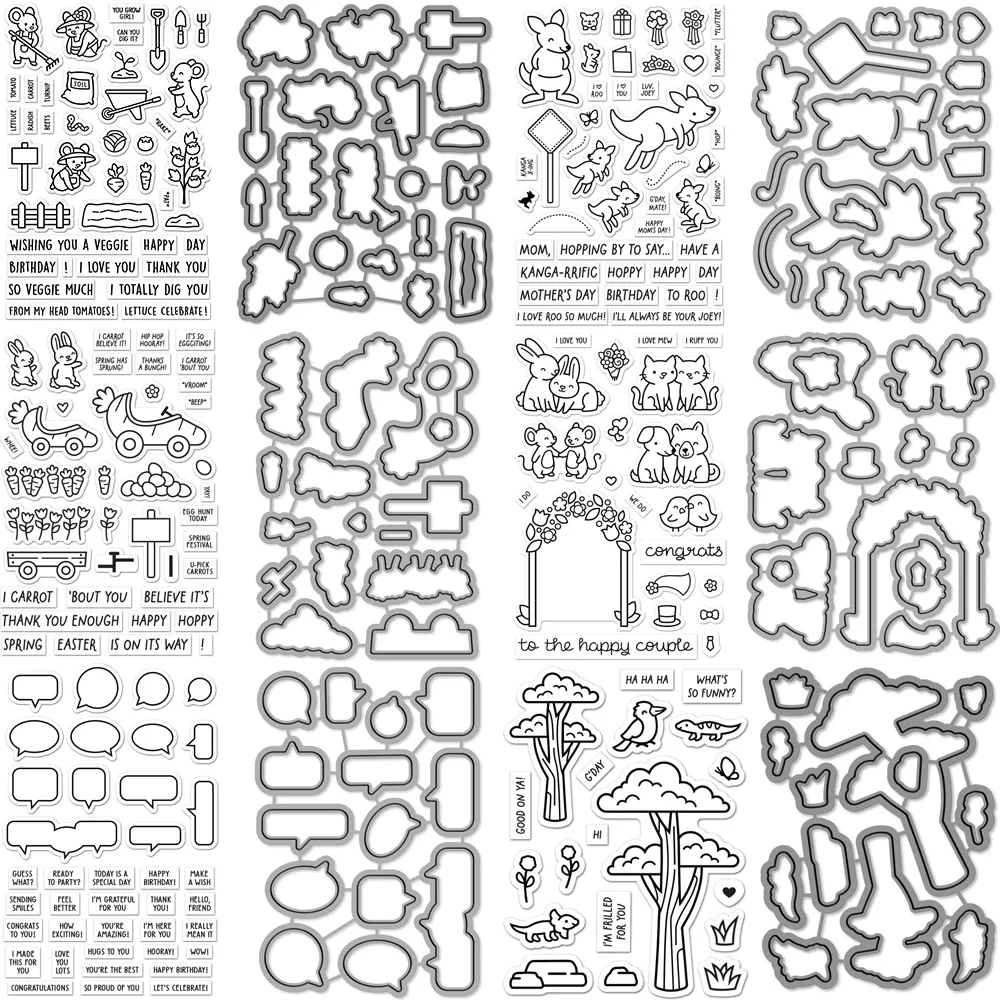 Carrot 'Bout You Happy Couples Speech Bubbles Clear Stamps and Dies for DIY Scrapbooking Embossing Album Decoration Card Making clear stamps clear rubber stamps