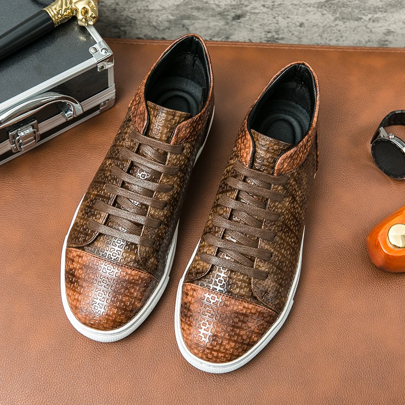 New Sneakers Boots for Men Lace-up Round Toe Platform Boots Handmade Pu Leather Short Boots Size 38-46 