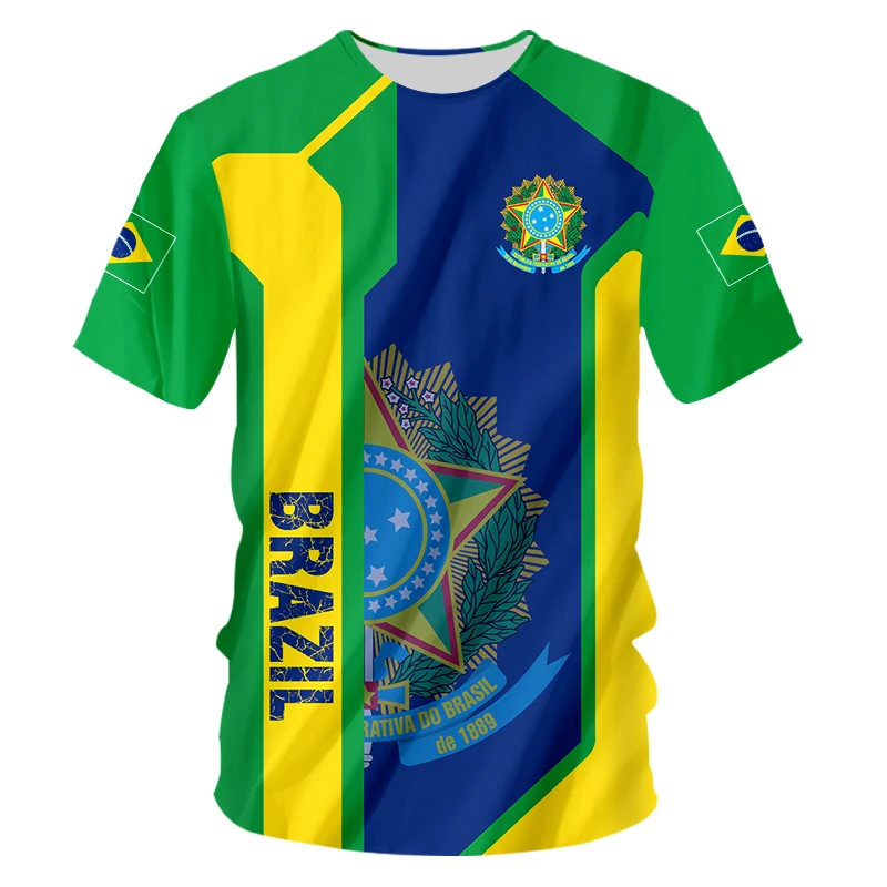 Camiseta con 3D de la bandera de Brasil para hombre mujer, camiseta personalizada Hip Hop, ropa deportiva de Brasil, Harajuku de Brasil, venta al por mayor, Verano| | -