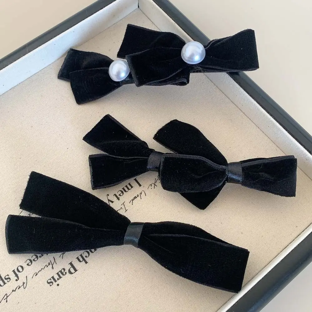 

Pearl Velvet Bow Hair Clip Korean Style Hair Side Clip Double Bowknot Hairpins Hair Accessories Headdress