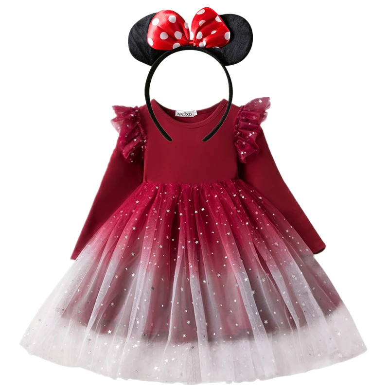 Cute Baby Girl Dress for 3-8Y Children Summer Minni Mouse Polka Dot Dress Girls Birthday Party Christmas Costumes for Kids Girl