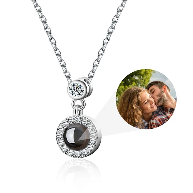 Collana Foto Personalizzata Con Proiezione 100 Lingue - Argento 925 - Regalo Donna Compleanno Anniversario - Foto 4