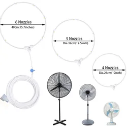 Misting Kit for Fan 4/5/6 Spray Nozzles Water Mist Fog Sprayer Misting Cooling System with 5M Water Inlet Tube