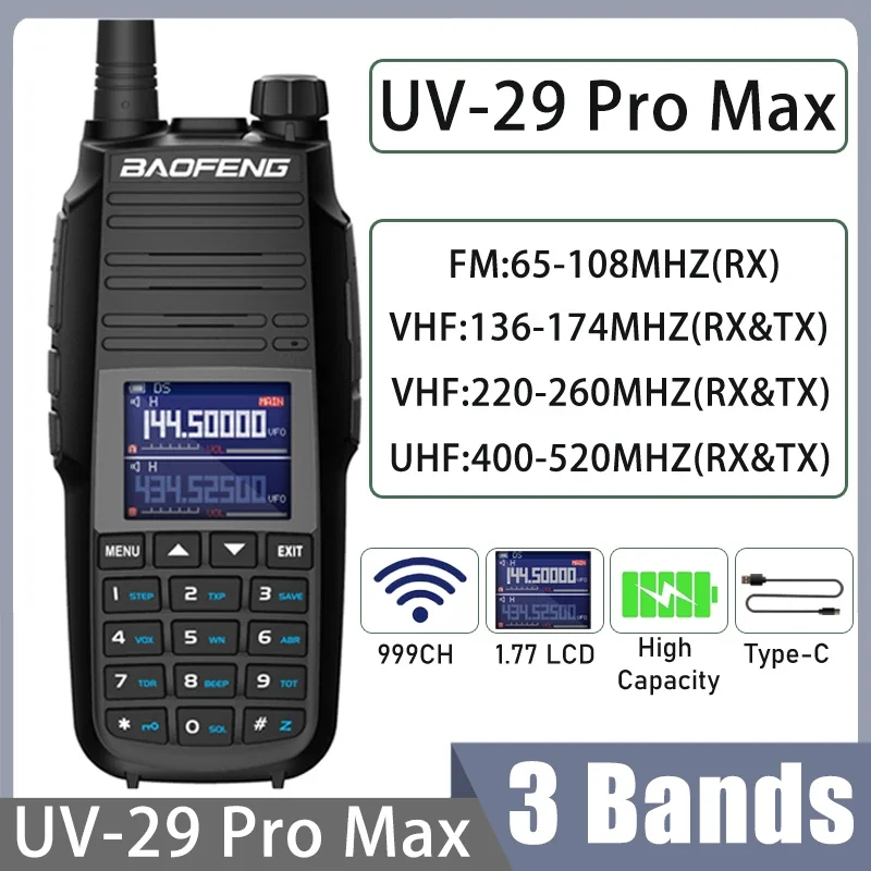 

Baofeng UV-29 Pro Max Walkie Talkie Two Way Radio 1.77 LCD Display CB Radio High Power NOAA 999Channel BF UV-29L Long Range DTMF
