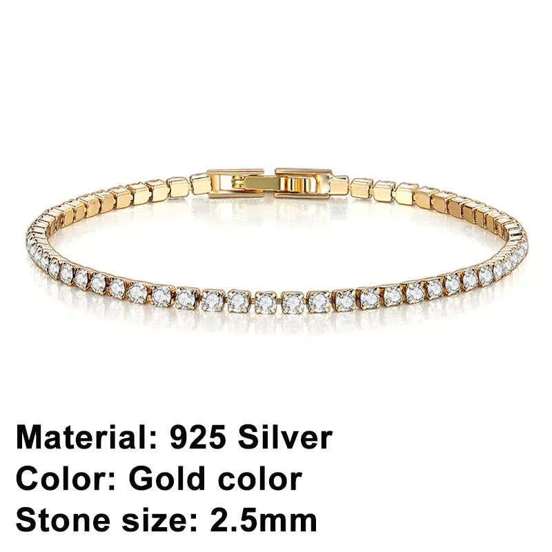 925 Sterling Silver Rose Gold Tennis Bracelet Sparkling Crystal Cubic Zirconia Hip-Hop Luxury Women's Jewelry Surprise Gift