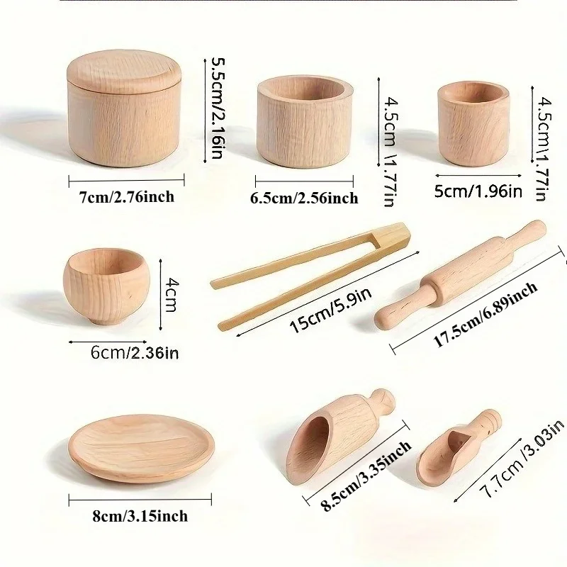 1Set Simulated Kitchen Tea Sets, Home Experience Toys, Wooden Toys, Playhouse Toys, Christmas Gifts, Birthday Gifts