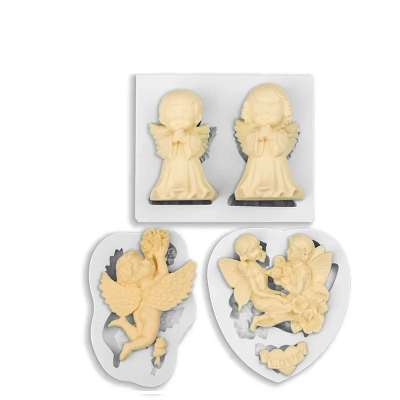 Angel Hand Soap Silicone Mold Roses Flower Fairy Chocolate Cake 3D Soap Making Supplies