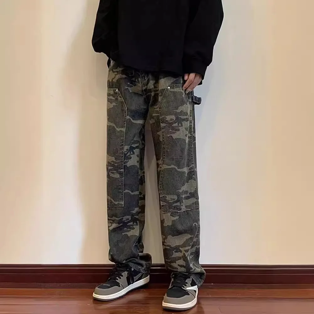 Camouflage Pants Men's Loose Straight Wide Leg Pants