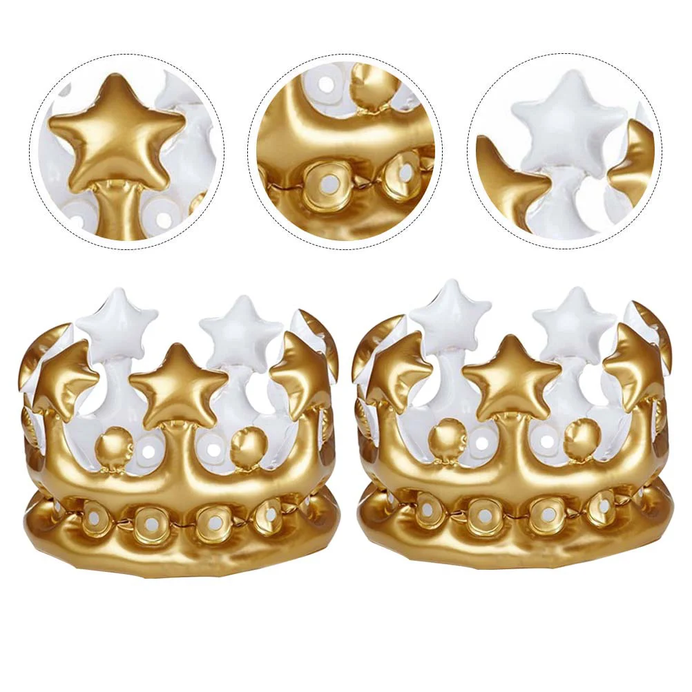 

6 Pcs Children’s Toys Plastic Inflatable Crown Party Princess Multipurpose Pvc Birthday Supplies Decorative Prop