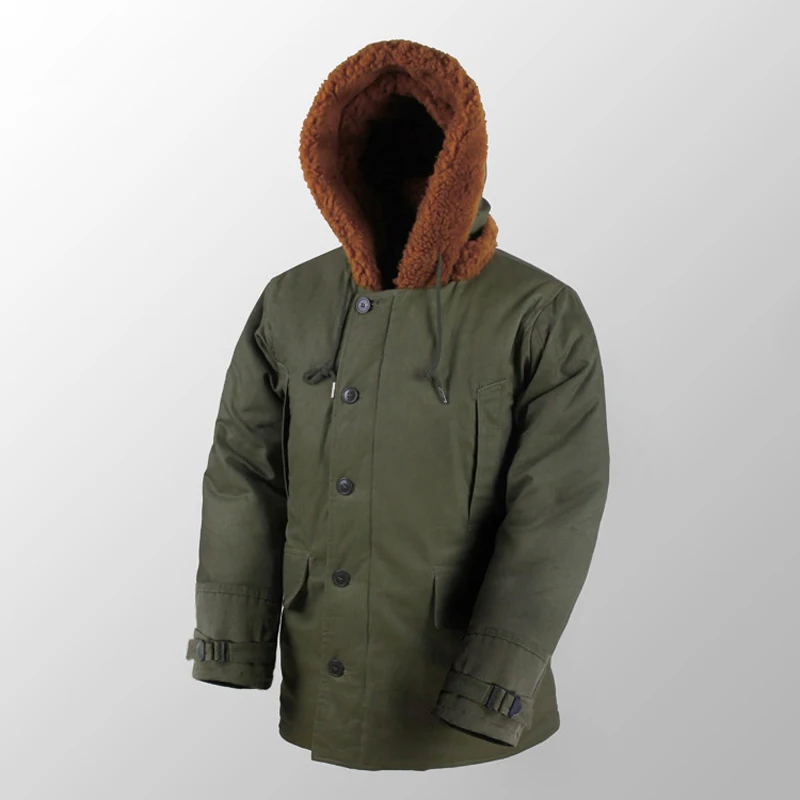 

Repro US Army B-11 Winter Parka Green Military Uniform Vtg Mens Long Cotton Coat