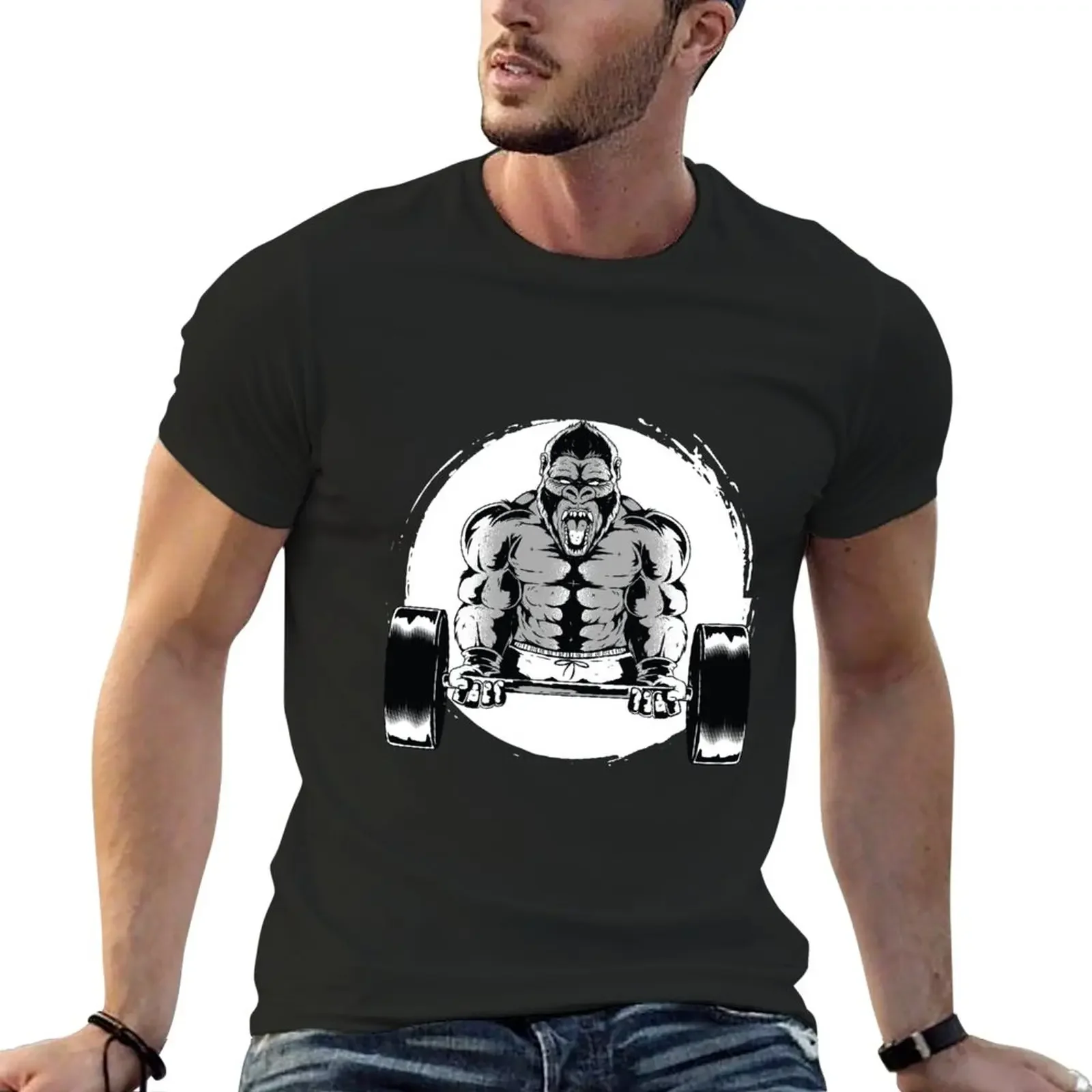 T-Shirt Regalo Classica Gorilla Strongman Ventagli Sportivi Magliette Grafiche Da Uomo Ad Asciugatura Rapida Grandi E Alte