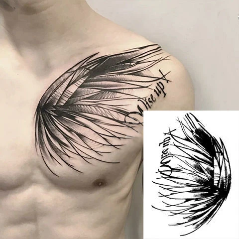 방수 천사 날개 문신 여자 남자를위한 임시 문신 가짜 문신 스티커 지속적인 가슴 문신 예술 Tatuajes Temporales -  AliExpress