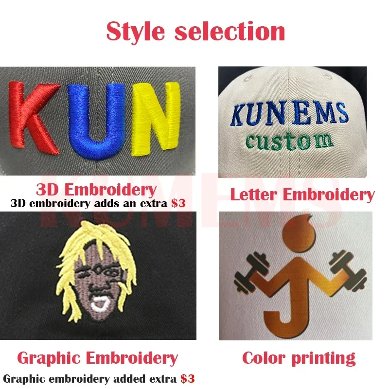 KUNEMS Custom Bucket Hat Logo Print Cotton Big Head Fisherman Hat for Men and Women Brand Design Embroidery DIY Summer Unisex 2