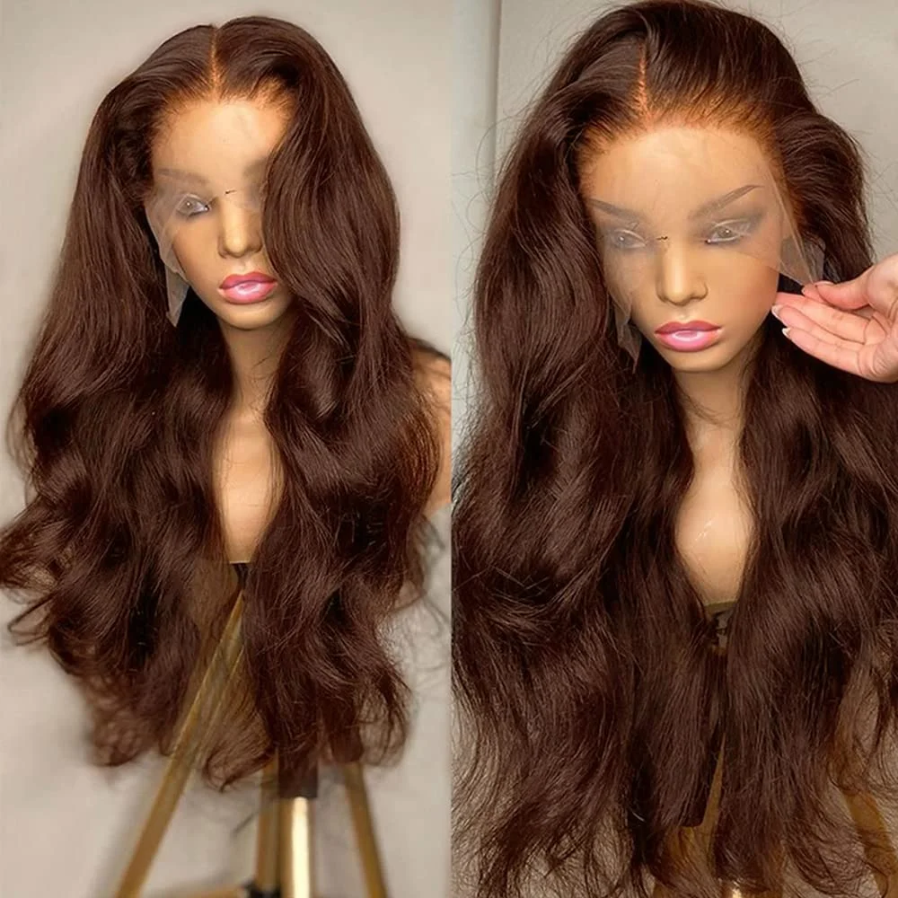 

Soft 26" Long Dark Brown Body Wave Preplucked 180%Density Glueless Lace Front Wig For Black Women With BabyHair Daily Cosplay
