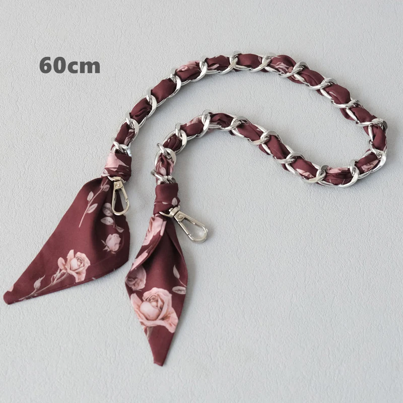 Neue Mode Marke Frau Handtasche Zubehör Ketten Abnehmbare Blumen Druck Metall Seide Schulter Gurt Frauen DIY Kette Tasche Griffe – Detail 22