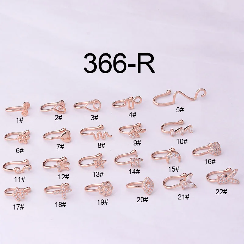 1Piece Fake Piercing Clip Nose Ring Cuff Body Jewelry for Women New Trend Ear Cuffs Heart Cross Flowers Clip Nose Rings