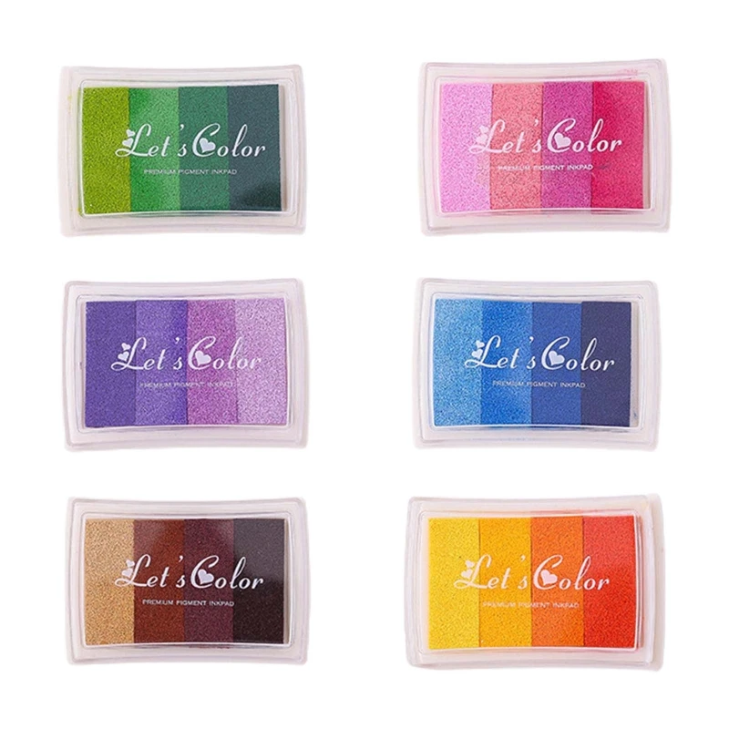 

4 Colors Ink Pads Washable for Rubber Stamps DIY Scrapbooking Kids Fingerprint