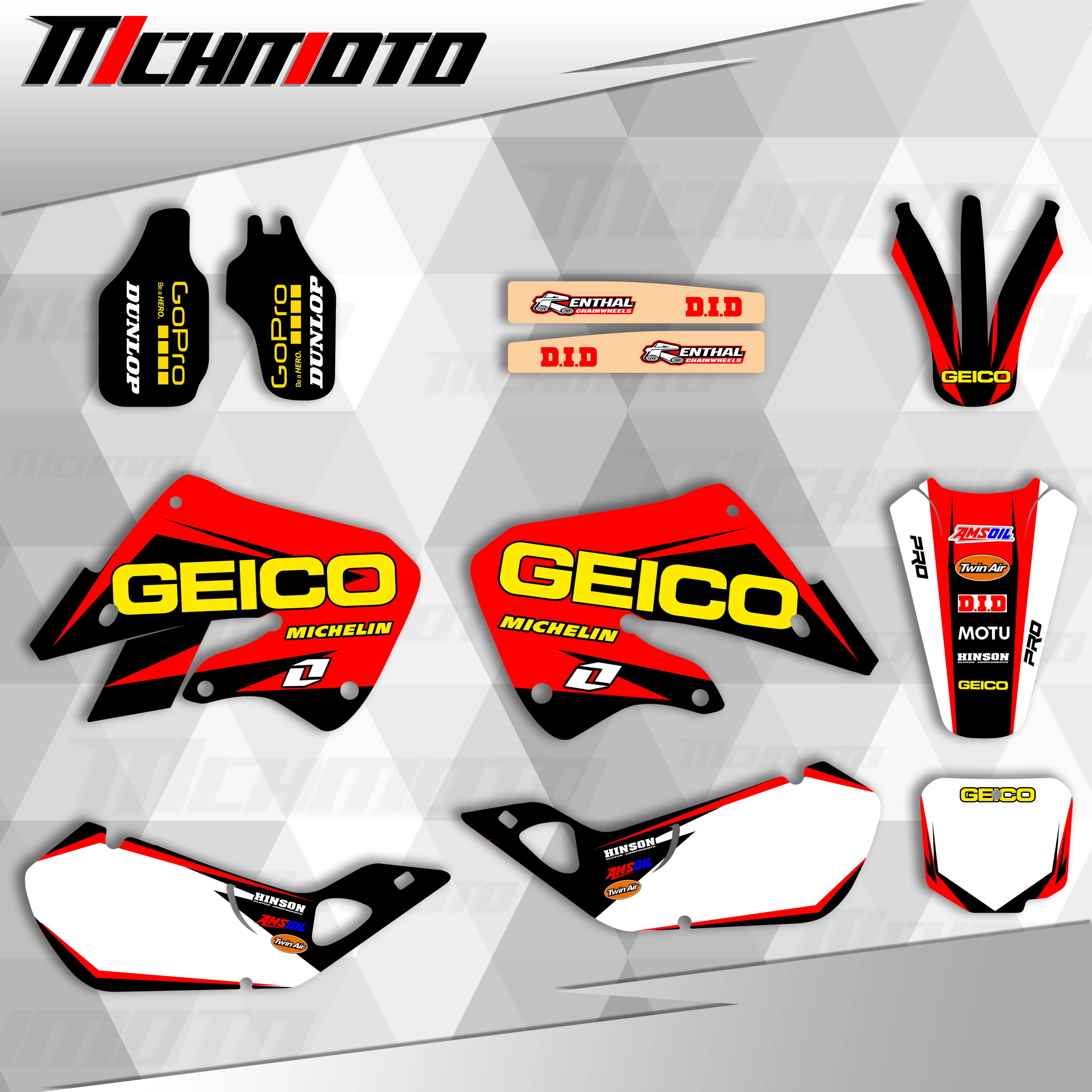 

MCHMFG NEW STYLE Red &White TEAM DECALS GRAPHICS & BACKGROUNDS Stickers For Honda CR125 CR250 1997 1998 1999 CR 125 250