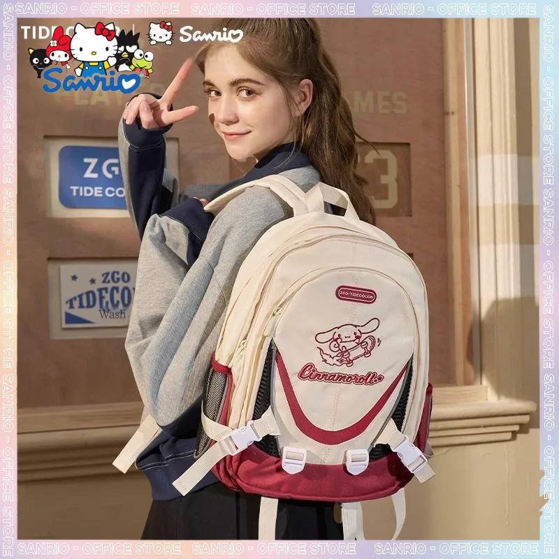 

Anime Sanrio Cinnamoroll Kuromi Schoolbags High School Students Large Capacity Canvas Backpack Kawaii Kuromi Shoulders Bag Gifts
