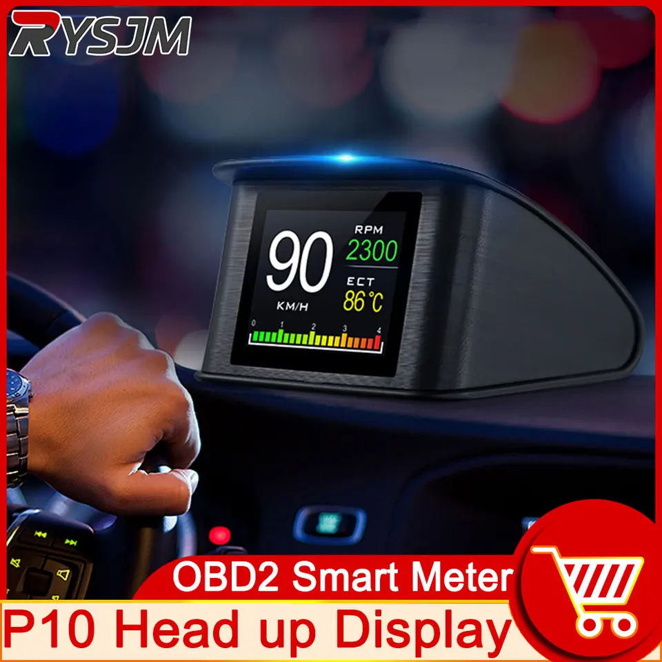 KSTE Universal Fuel Consumption, P10 Universal Car HUD Head Up Display Projector Fuel Consumption Watch RPM OBD2 Speed