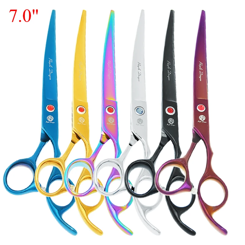 7.0" Curved Pet Cutting Scissors 6.5" Dog Thinning Shears Animals Hair Dog Grooming dog grooming scissors dog grooming scissors kit