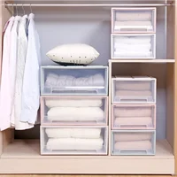 Stackable Drawer Storage Box Plastic Clear Drawer Quilt Storage Container Large Capacityt Clothes Cabinet Wardrobe Organizer 4