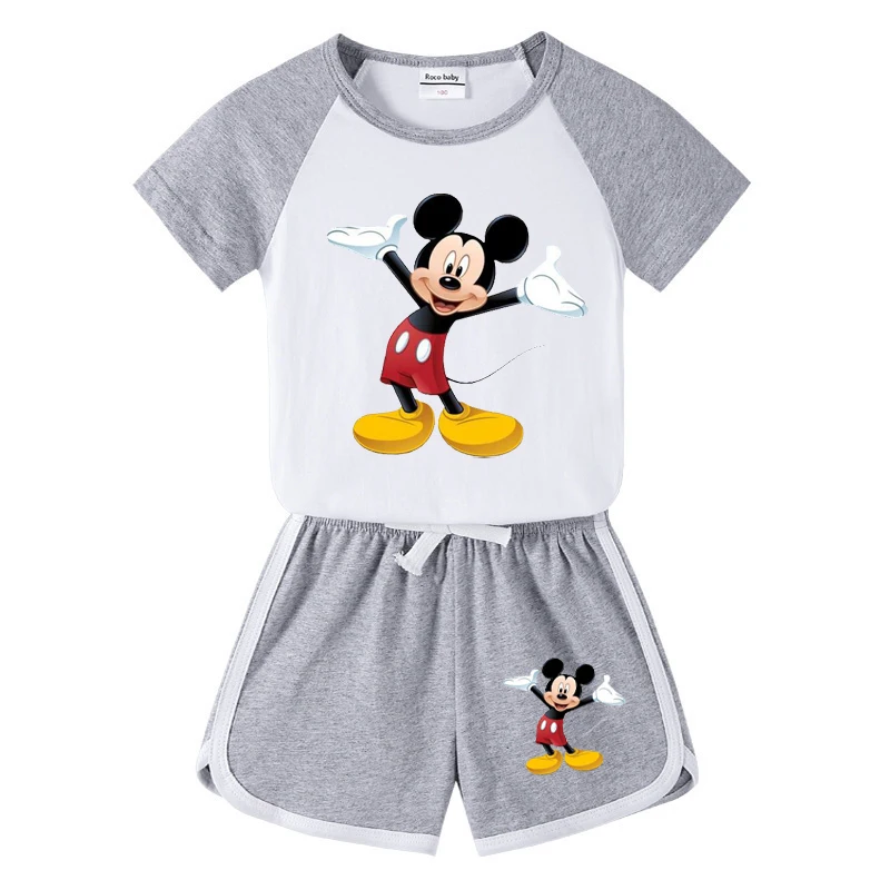 Summer Kids Baby Clothes Set Causal Disney Cartoon Print Sleeveless Baby Tops+Baby Shorts 2pcs Sport Suit Girls Clothing Set newborn baby clothing gift set