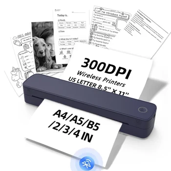 Stampante termica A4 portatile Bluetooth 203 DPI/300 DPI per foto, documenti PDF, stampa per ufficio, casa, scuola A403