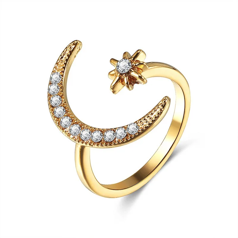 Anello In Argento Sterling Con Luna E Stella, Gioiello Celeste - Foto 4