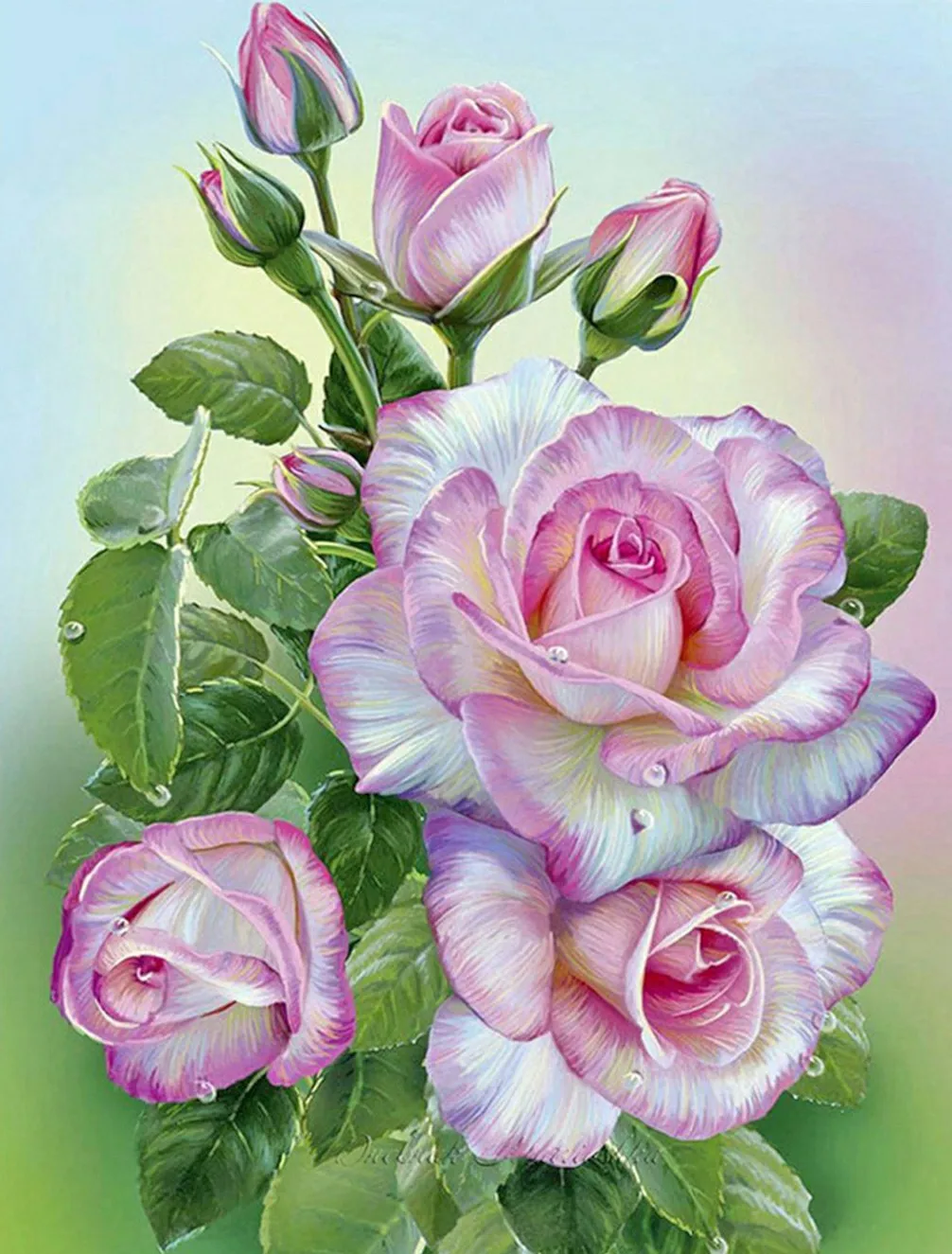 5D DIY Diamond Painting Rose Flowers Vase Cross Stitch Kit Full Drill Embroidery Mosaic Art Picture Of Rhinestones Home Decor 