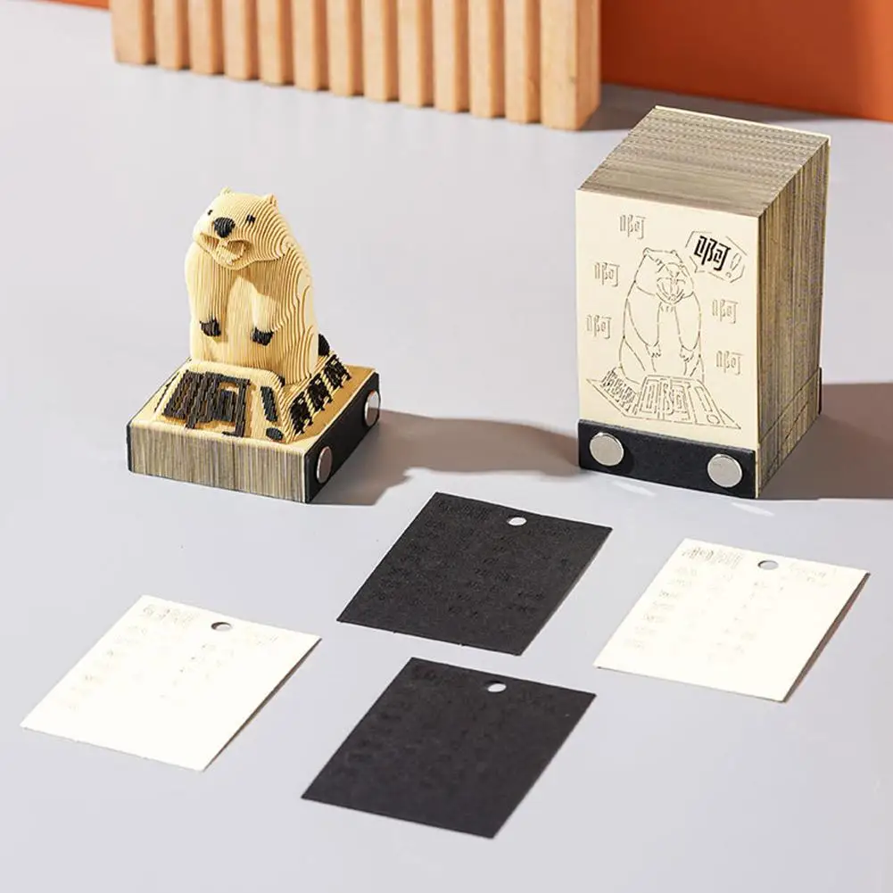 2026 크리에이티브 3D 종이 노트 메모장 3D 메모 선물 조각 토끼 곰 종이집 상어 3D 아트 귀여운 조형물 사무용품