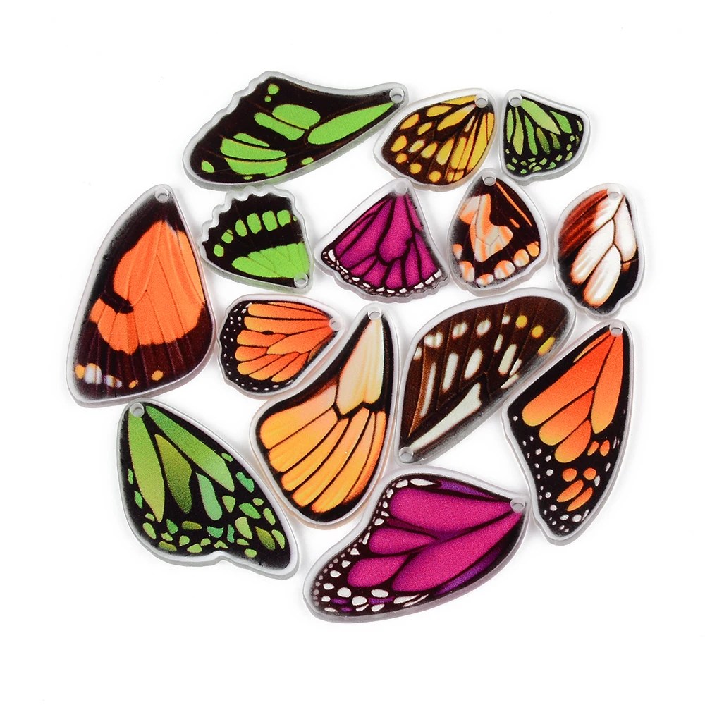 5pcs Colorful Butterfly Wings Double Sided Flat Acrylic Pendants Plate Jewelry Accessories Handmades Fashion For DIY Earrings