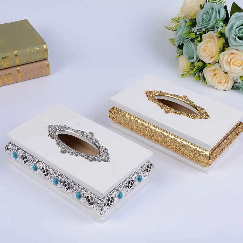 A1 High-grade silver gold tissue box metal paper tray napkin storage box car tissue box holder wx11081134 2