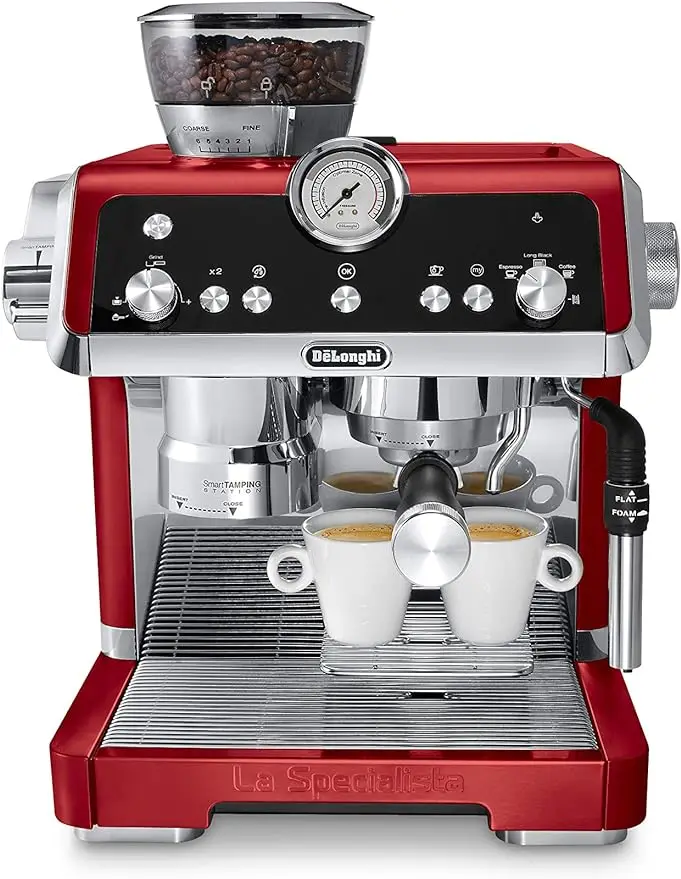 

De'Longhi EC9335R La Specialista Espresso Machine with Sensor Grinder, Dual Heating System, Advanced Latte System & Hot Water Sp