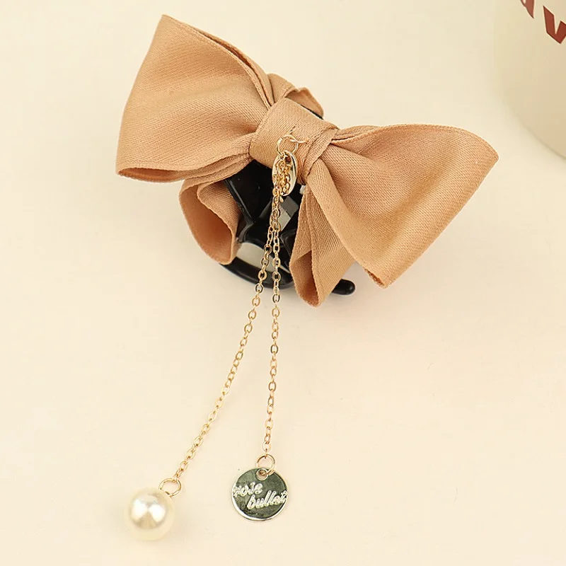 

Elegant Chic Bowknot Hair Claws Clips with Tassel Pearl for Women's High Ponytail and More Accessories Online Celebrity's Choice